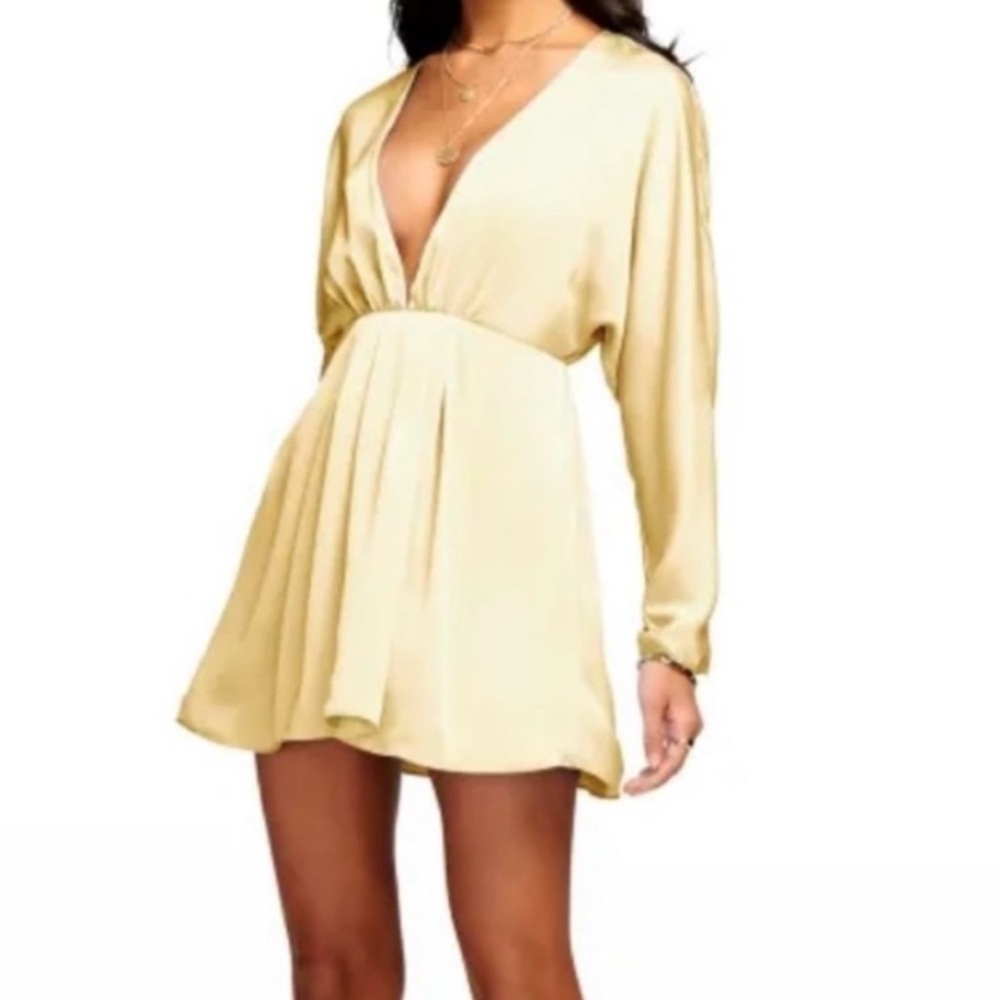 Ramy Brook NEW Tanya Plunge V Neck Satin Mini Dress Daffodil Yellow Size 4 - Picture 1 of 5